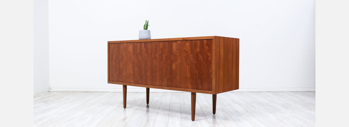 Svend A. Larsen Tambour-Door Teak Credenza for Faarup Møbelfabrik