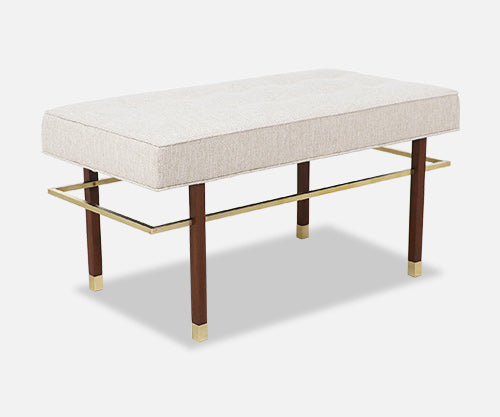 Harvey Probber Brass & Walnut Tufted Bench