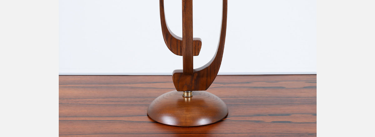 Mid-Century Modern Sculptural Walnut Table Lamp