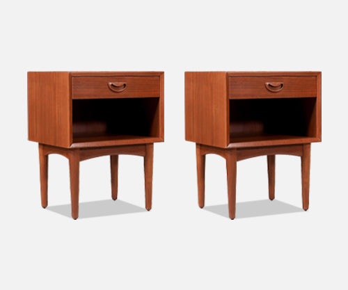 Danish Modern Teak Night Stands with Bookcase