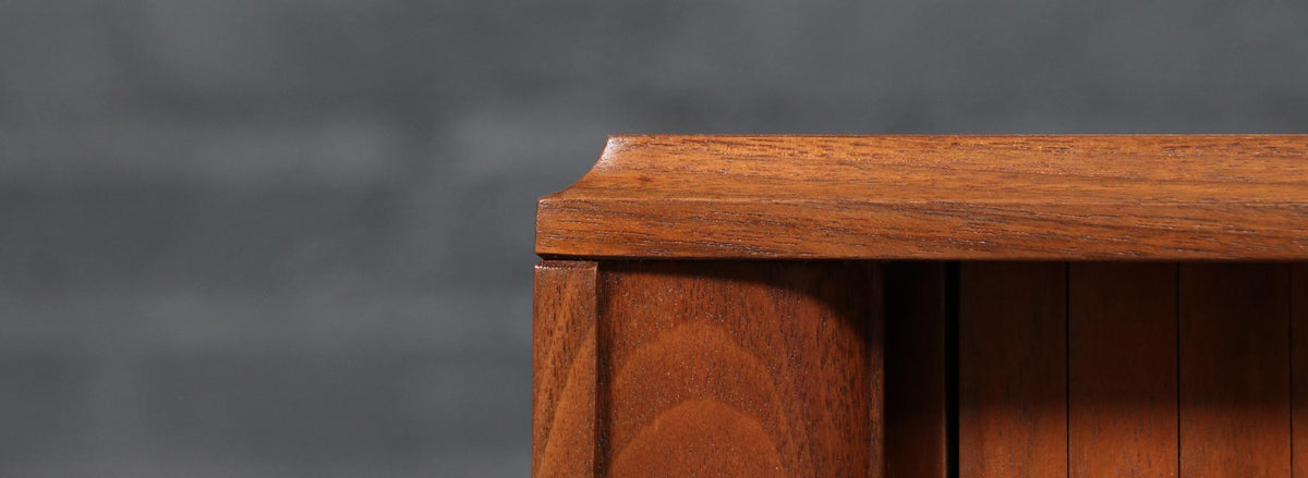 California Modernist Walnut Tambour-Door Credenza by Barzilay