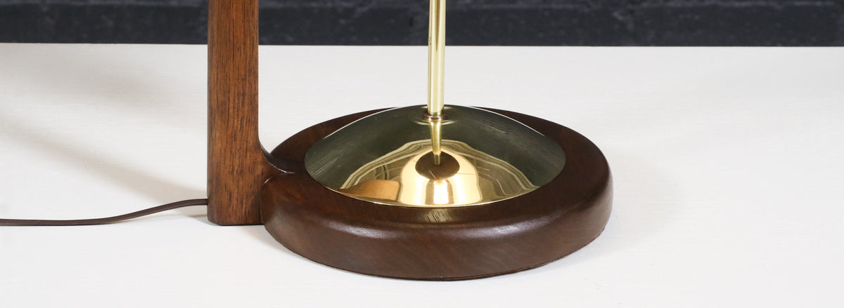 John Keal Korina Wood & Brass Accent Table Lamp for Modeline of California