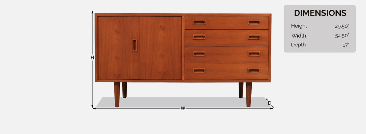 Carlo Jensen Bi-Folding Door Teak Credenza for Hundevad & Co.