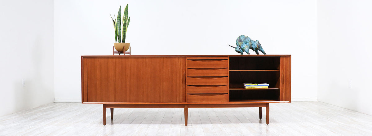 Arne Vodder Tambour-Door Teak Credenza for Sibast Møbler