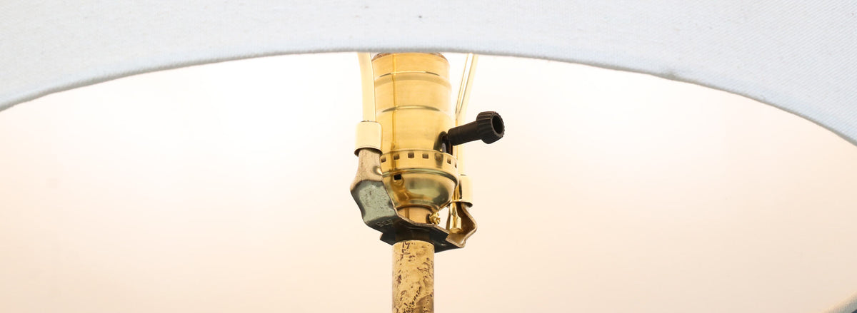 Tony Paul Sculpted Brass & Walnut Table Lamps for Westwood Industries
