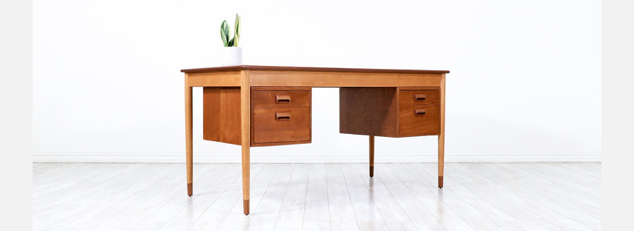 Børge Mogensen Teak & Oak Executive Desk for Søborg Møbler