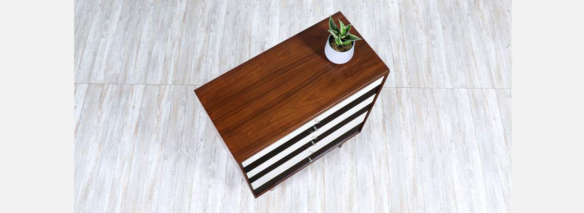 Milo Baughman Two-Tone Lacquered Highboy for Glenn of California 