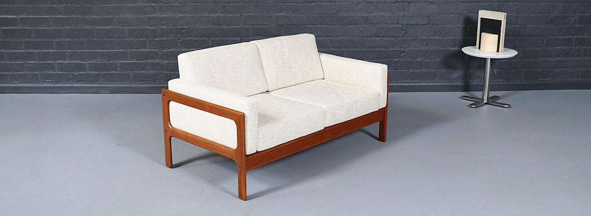 H.W. Klein Teak & Tweed Love Seat Sofa for Komfort