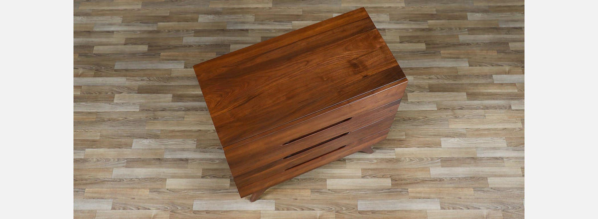 Mid-Century Modern Sculpted Walnut Highboy Dresser