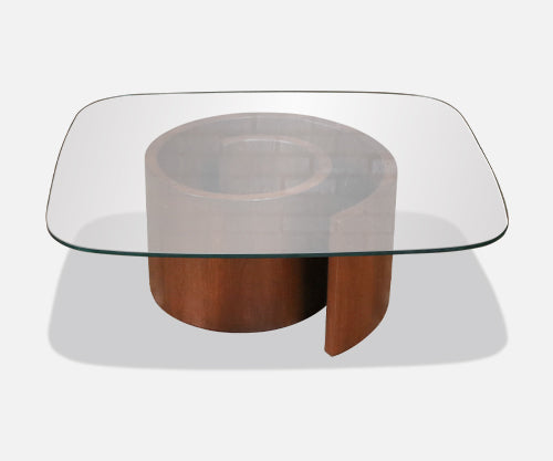 Vladimir Kagan “Snail” Walnut & Glass Coffee Table for Selig