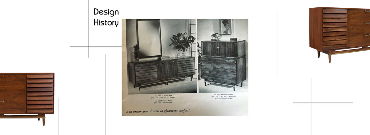 Merton L. Gershun Walnut Dresser with Brass Accents for American of Martinsville
