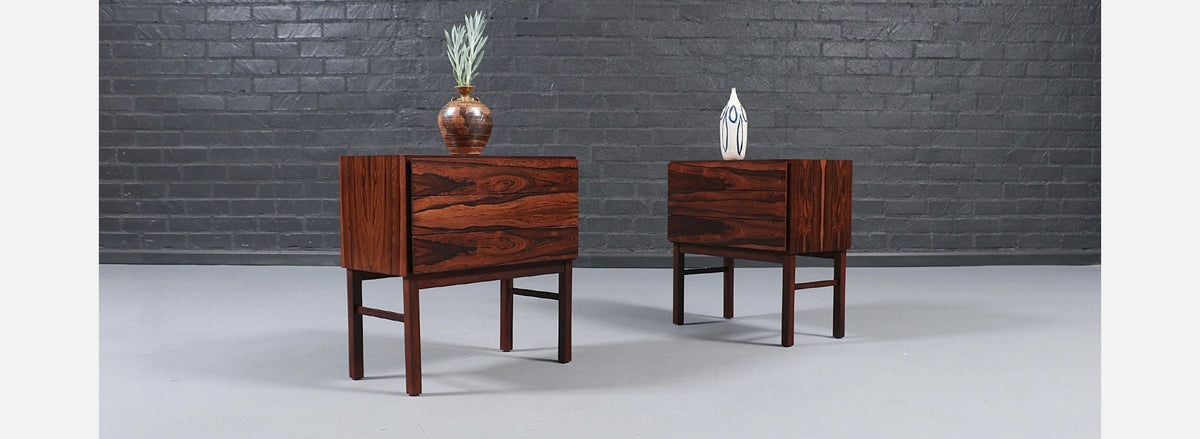 Danish Modern 3-Drawer Rosewood Night Stands