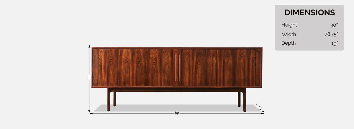 Danish Modern Rosewood Tambour-Doors Credenza by Georg Petersens