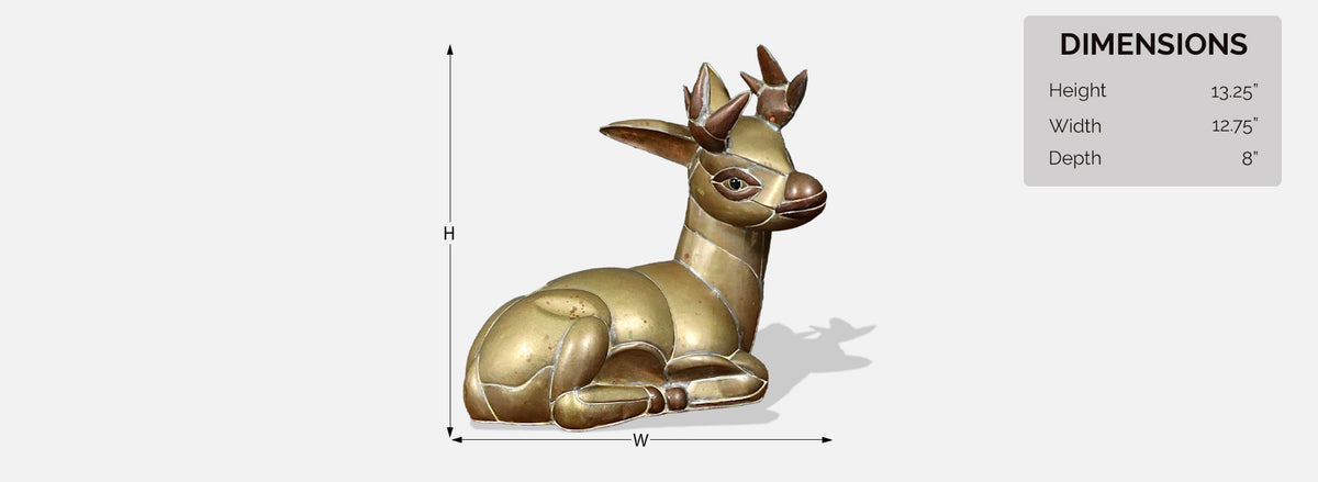 Mexican Modernist Brass & Copper Deer Sculpture by Sergio Bustamante