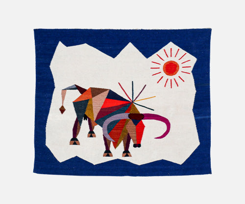 Mid-Century Modern Cubist Bull Wall Art Tapestry 
