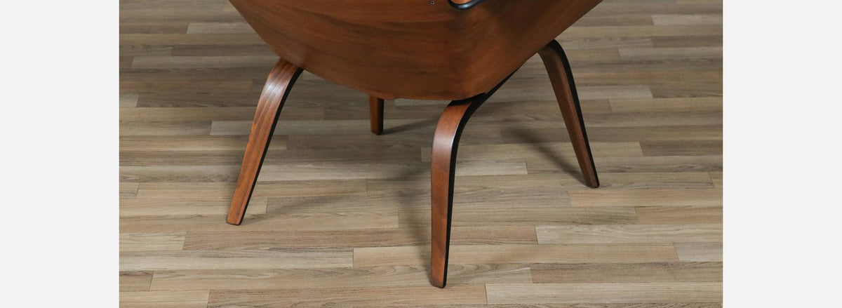 George Mulhauser Tufted Leather & Walnut Lounge Chairs for Plycraft