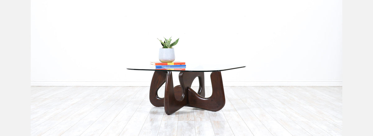 Mid-Century Modern Biomorphic Coffee Table with Glass Top 