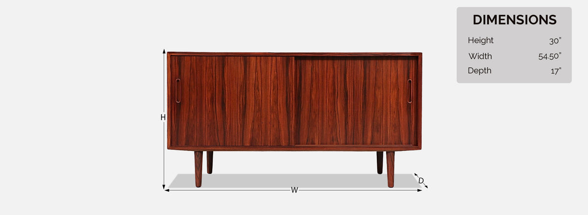 Carlo Jensen Rosewood Credenza w/ Sliding Doors for Hundevad & Co.