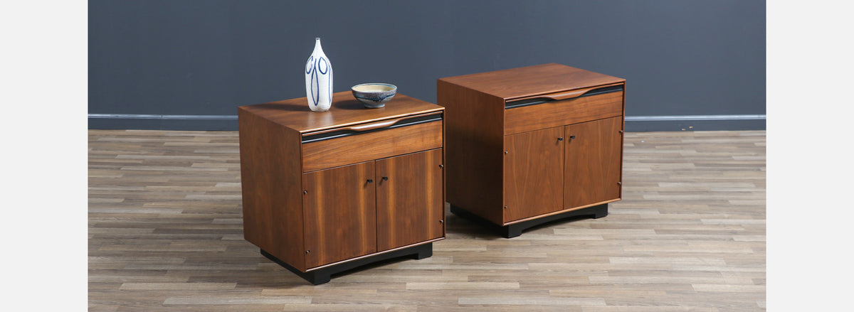 Californian Modernist Walnut Night Stands by John Kapel