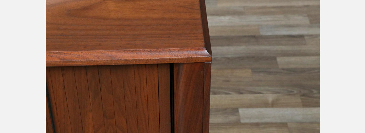 Californian Modern Tambour-Door Walnut Credenza by Barzilay