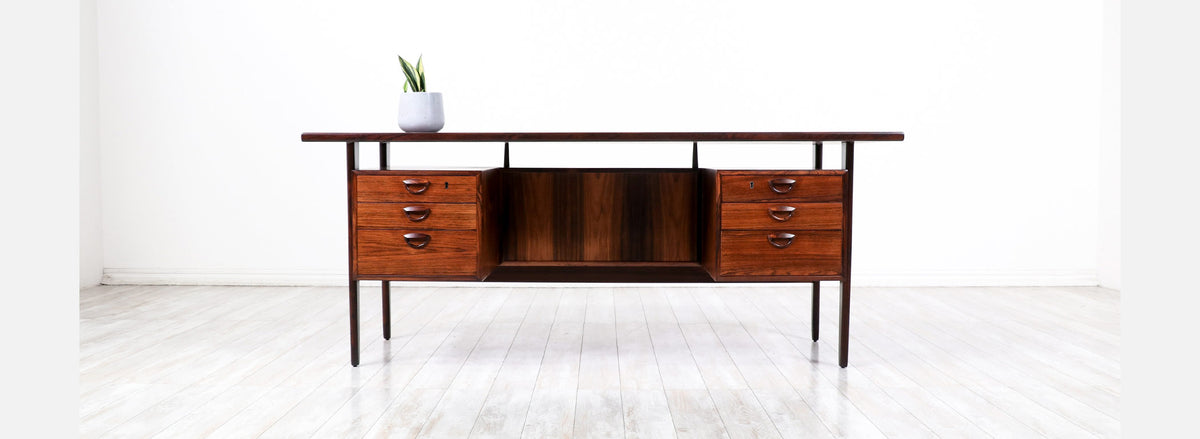 Kai Kristiansen Rosewood Desk with Bookcase for Feldballes Møbelfabrik