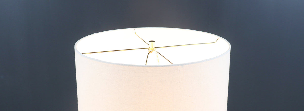 Mid-Century Sculpted Brass Tripod Floor Lamp w/ Side Table by Laurel