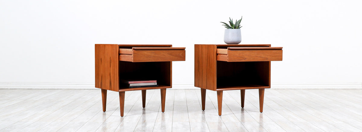 Nordic Modern Teak Night Stands with Bookcase by Westnofa