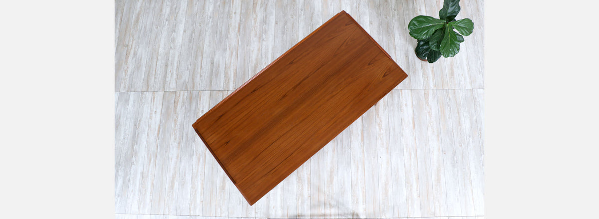 Danish Modern Executive Teak Desk with Raised Edges