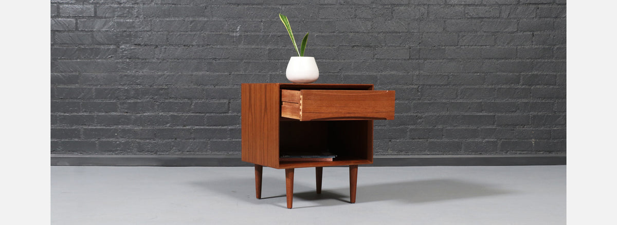 Danish Modern Teak Night Stand w/ Bookcase by Dyrlund