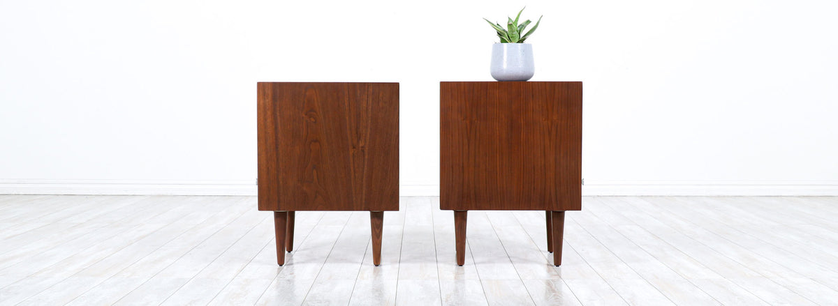 Milo Baughman Two-Tone Walnut & Lacquered Night Stands for Glenn of California