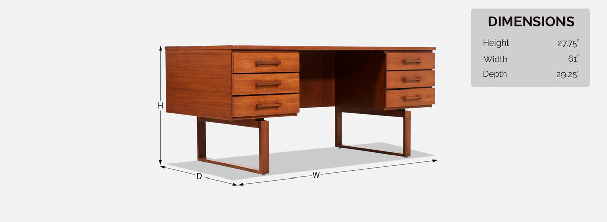 Henning Jensen & Torbin Valeur Executive Desk with Bookcase for Dyrlund