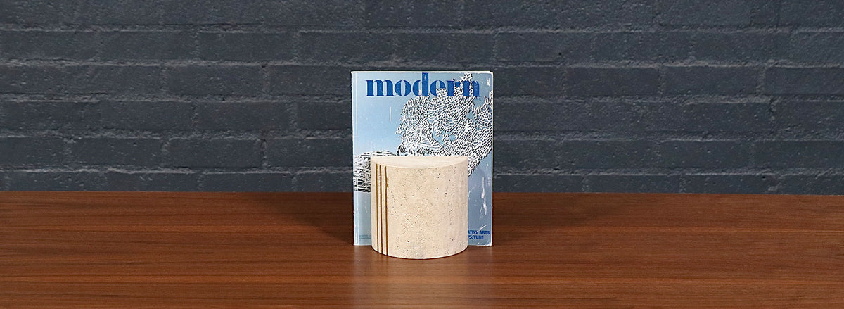 Italian Modernist Travertine Bookends by Fratelli Mannelli for Marble Art