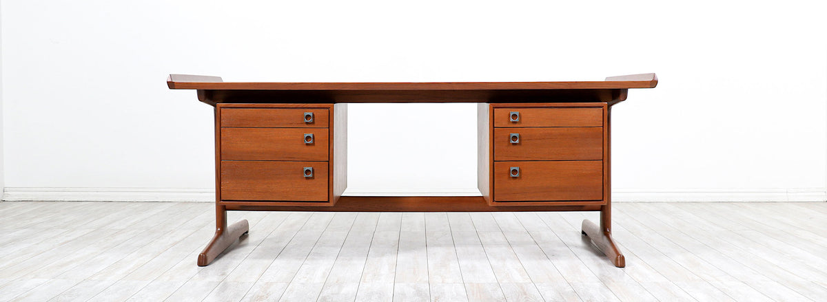 Danish Modern Executive Teak Desk for H.P. Hansen