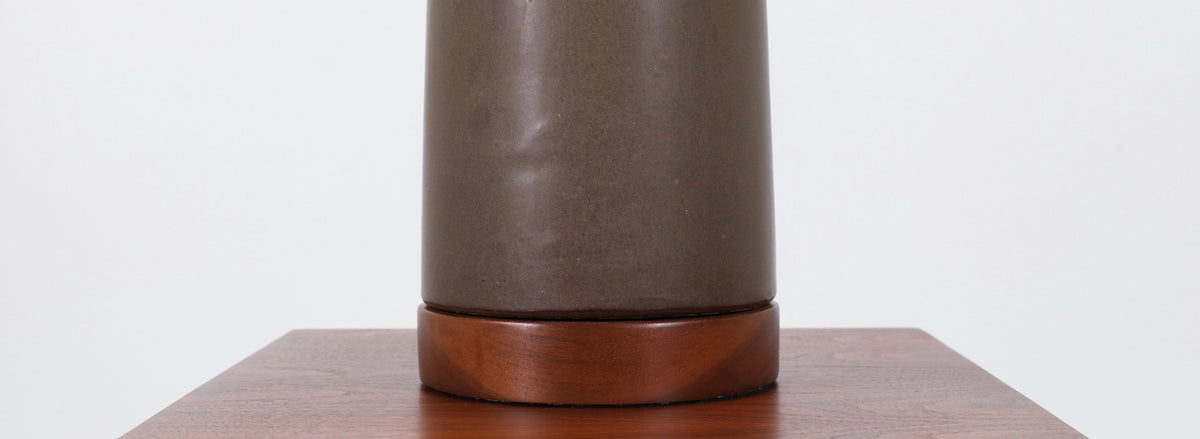 Gordon & Jane Martz Olive Green Ceramic Table Lamp for Marshall Studios