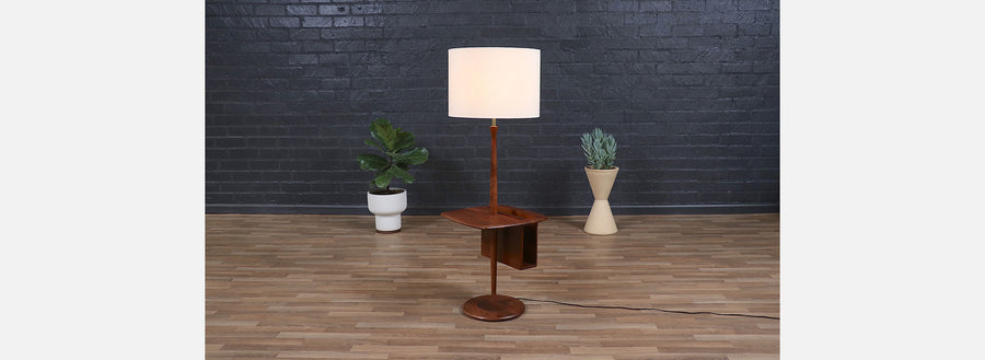 Mid-Century Floor Lamp with Removable Book Tray by Laurel 