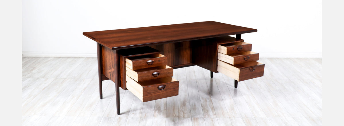 Kai Kristiansen Rosewood Desk with Bookcase for Feldballes Møbelfabrik