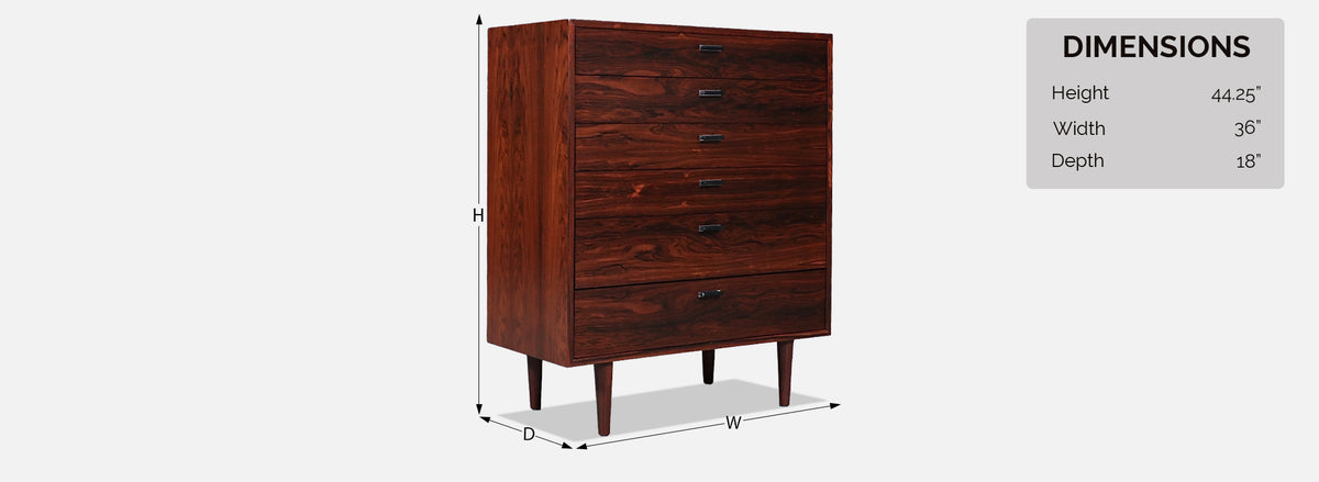 Jack Cartwright Brazilian Rosewood Highboy Dresser for Founders