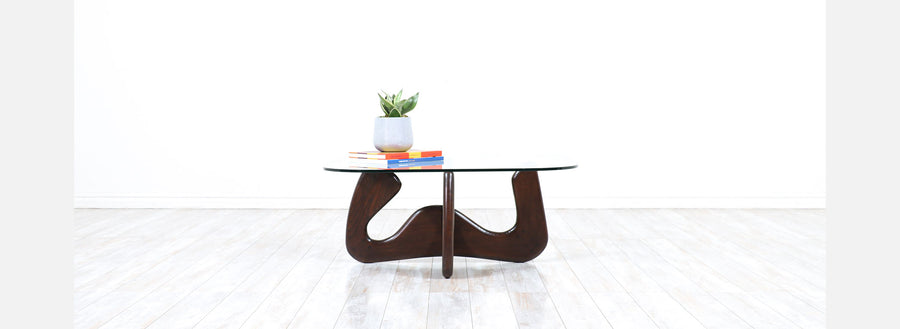 Mid-Century Modern Biomorphic Coffee Table with Glass Top 