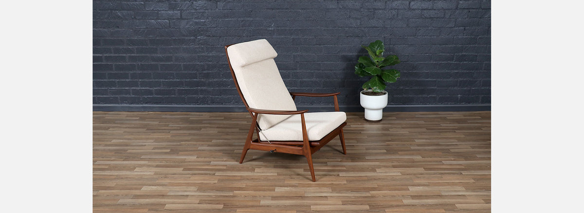 Milo Baughman Sculptural Walnut Reclining Chair for James Inc.