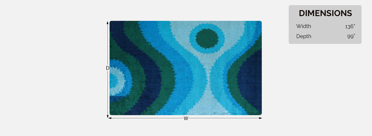 Large Danish Modern Hand-Knotted Blue/Green Wool Rug by Rya