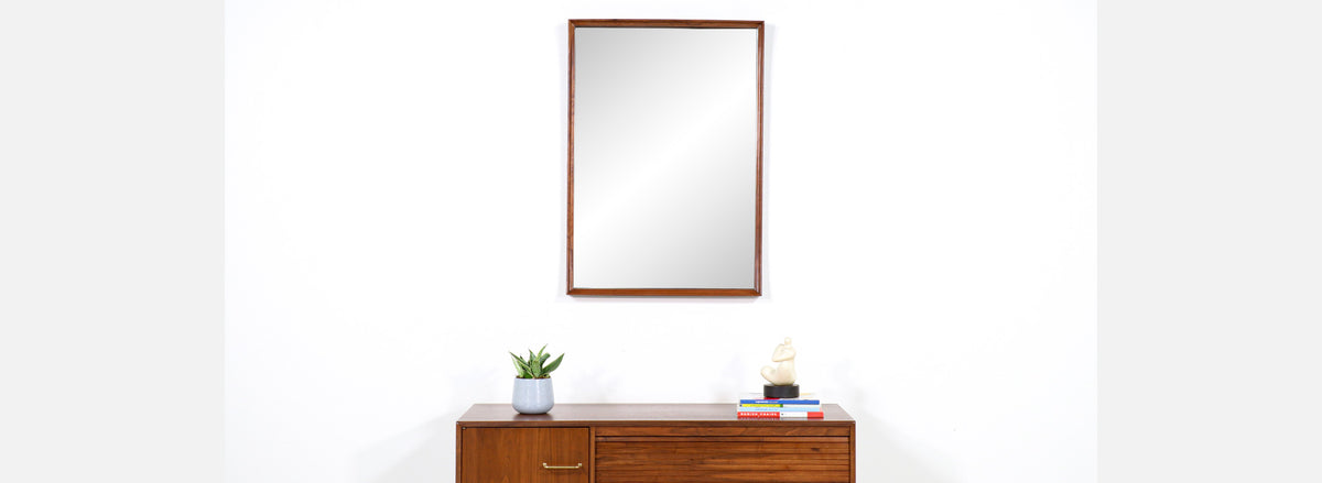 Mid-Century Modern Walnut Wall-Hanging Mirror