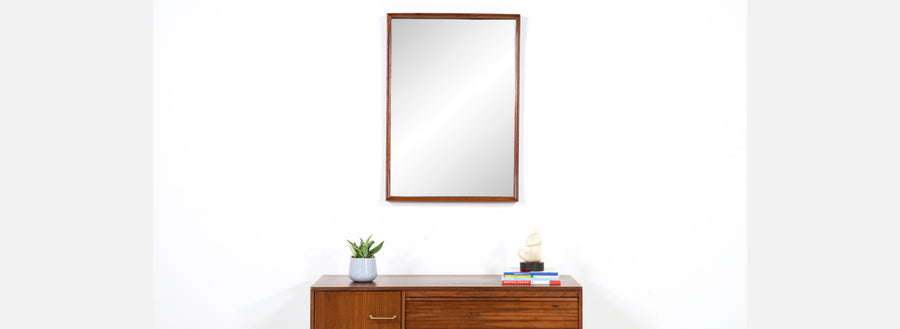 Mid-Century Modern Walnut Wall-Hanging Mirror