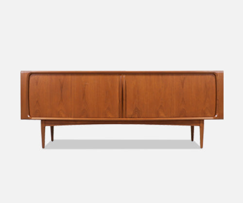 Danish Modern Tambour-Door Teak Credenza by Bernhard Pedersen