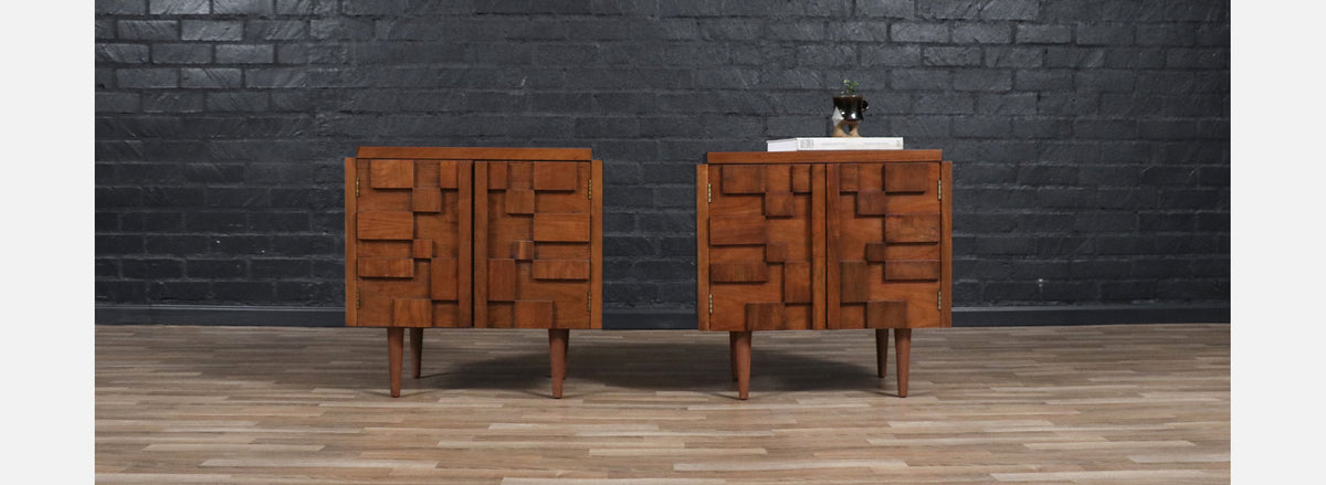 Mid-Century Brutalist "Staccato" Night Stands by Lane