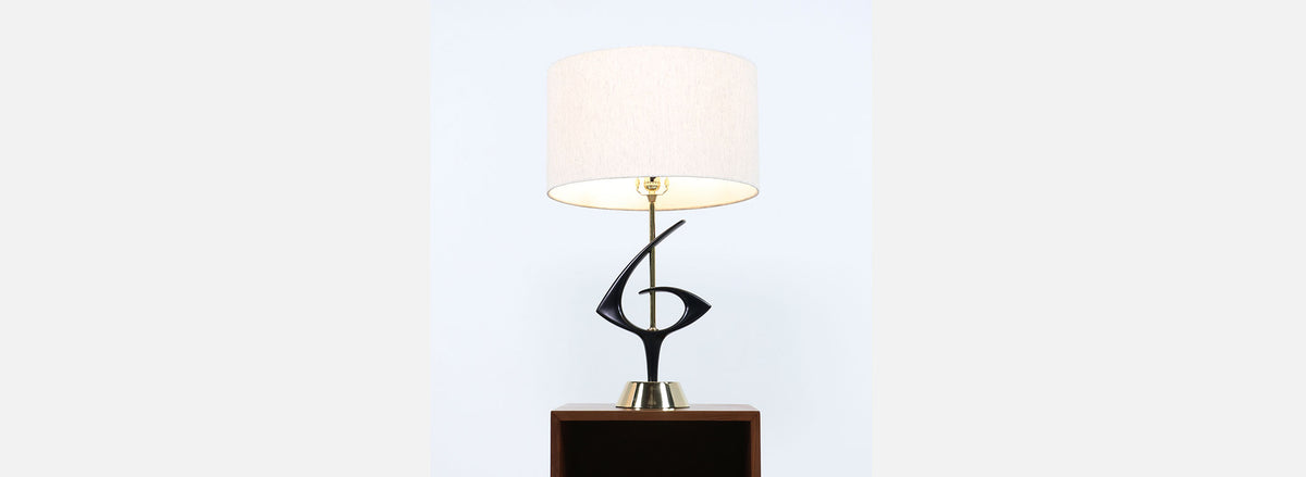 Mid-Century Modernist Sculpted Brass Table Lamps by Rembrandt Lamp Co