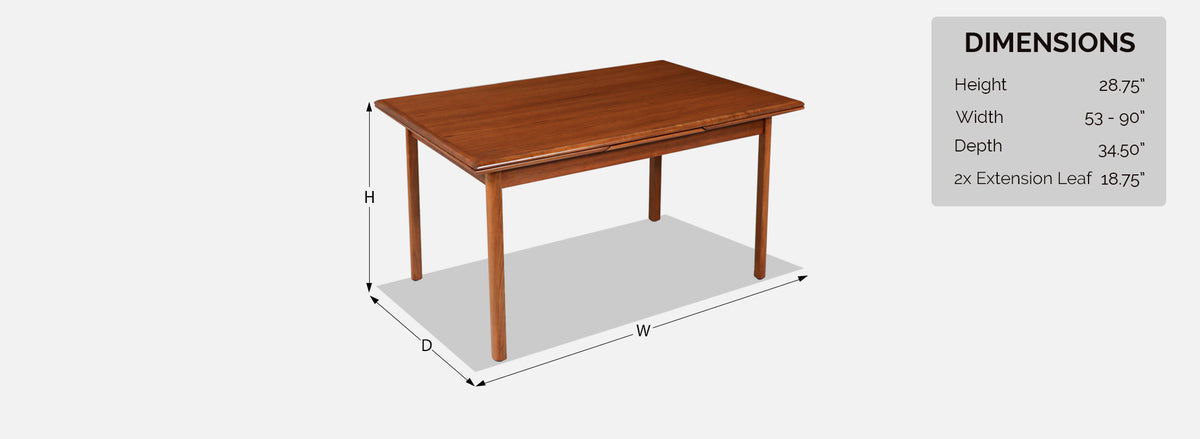 Danish Modern Expanding Teak Dining Table with Draw-Leaves