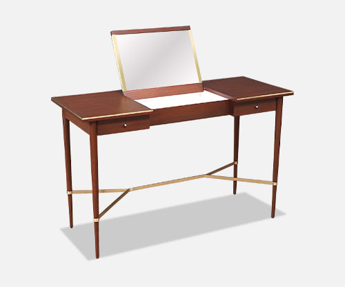 Paul McCobb "Irwin Collection" Mahogany & Brass Accents Vanity for Calvin Furniture