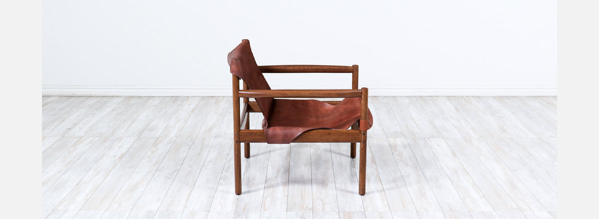 Mid-Century Modern Cognac Leather Safari Chair