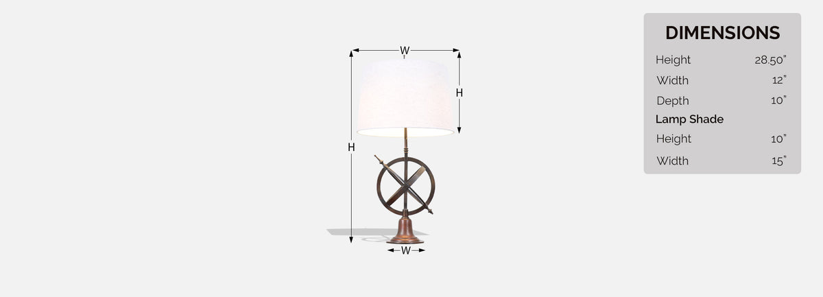 Vintage Bronze Armillary Sphere Table Lamp 