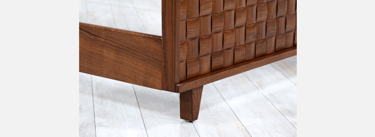 Paul Laszlo "Basket Weave" Full-Size Bed Frame for Brown Saltman